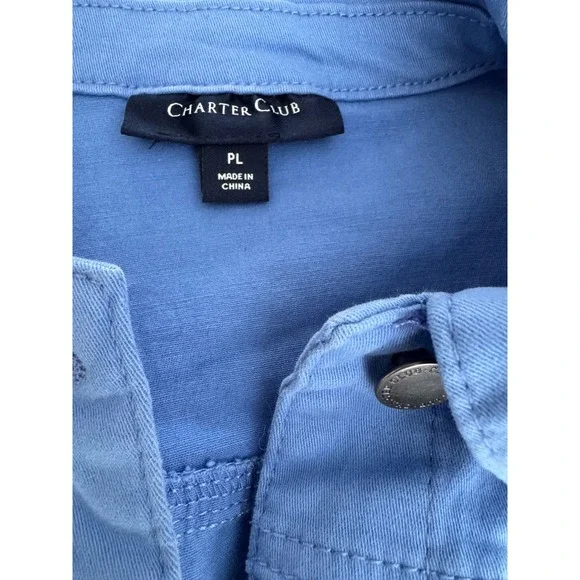 Charter Club Petite Blue Denim Jacket Stretch Cotton Trucker Coat PL Womens - Picture 4 of 14